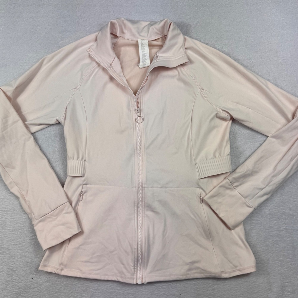 Fabletics Pink Full Zip Athletic Jacket Mock Neck Thumbholes Size L JT2146494